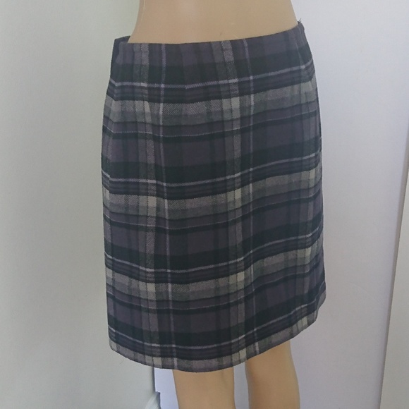 Style & Co Purple Plaid Wool Blend Skirt Size 8P - Picture 2 of 7